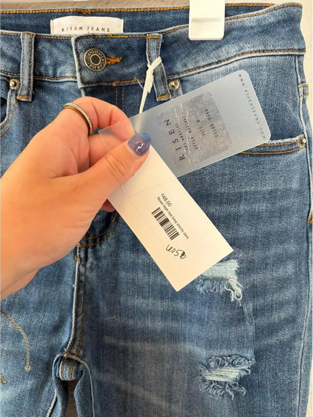 NWT Risen Jeans Hi-Rise Distressed Long Shorts size M. $48 retail. 7in inseam.